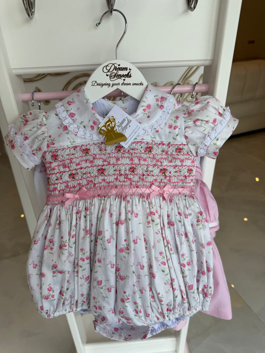 Floral Smocked Bubble Romper true